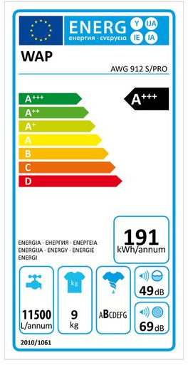 Whirlpool AWG 912 S/PRO Πλυντήριο Ρούχων 9kg 1200 Στροφών