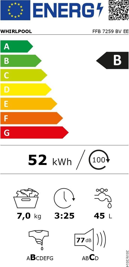 Whirlpool FFB 7259 BV EE Πλυντήριο Ρούχων 7kg 1200 Στροφών