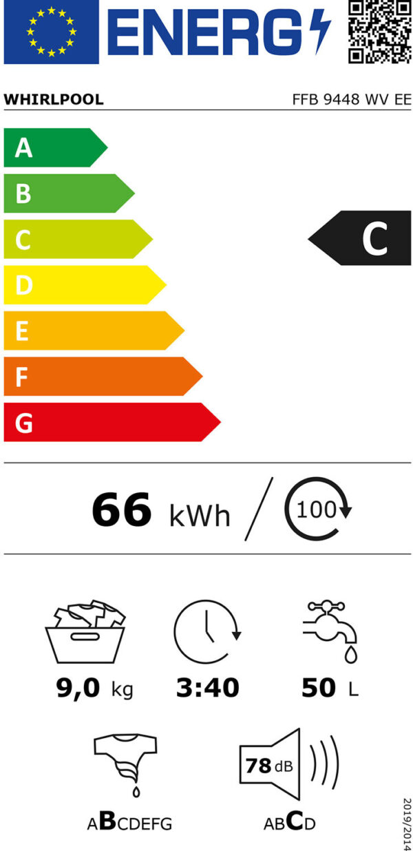Whirlpool FFB 9448 WV Πλυντήριο Ρούχων 9kg 1400 Στροφών