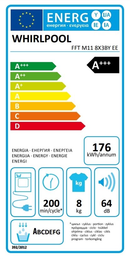 Whirlpool FFT M11 8X3BY EE Στεγνωτήριο Ρούχων 8kg A+++