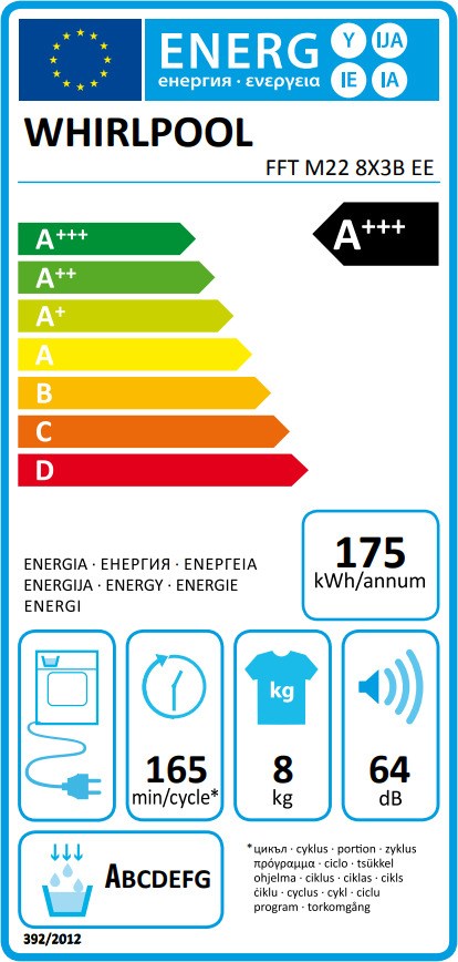 Whirlpool FFT M22 8X3B EE Στεγνωτήριο Ρούχων 8kg A+++ με Αντλία Θερμότητας