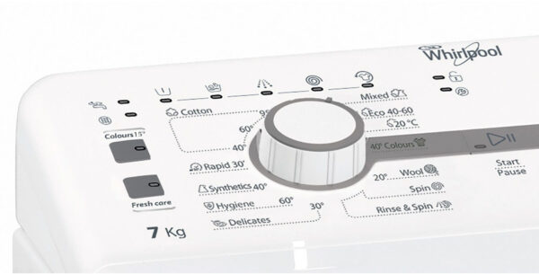 Whirlpool TDLR 7220SS EU/N Πλυντήριο Ρούχων Άνω Φόρτωσης 7kg 1200 Στροφών