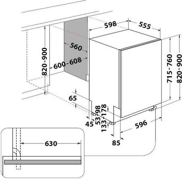 Whirlpool W8I HP42 L Εντοιχιζόμενο Πλυντήριο Πιάτων 60cm για 14 Σερβίτσια