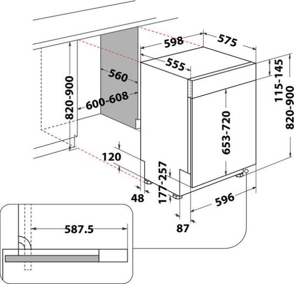 Whirlpool WBC 3C34 PF X Εντοιχιζόμενο Πλυντήριο Πιάτων 59.8cm για 14 Σερβίτσια Λευκό