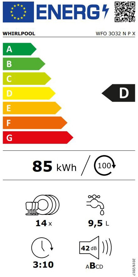 Whirlpool WFO 3O32 N P X Ελεύθερο Πλυντήριο Πιάτων 60cm για 14 Σερβίτσια Inox