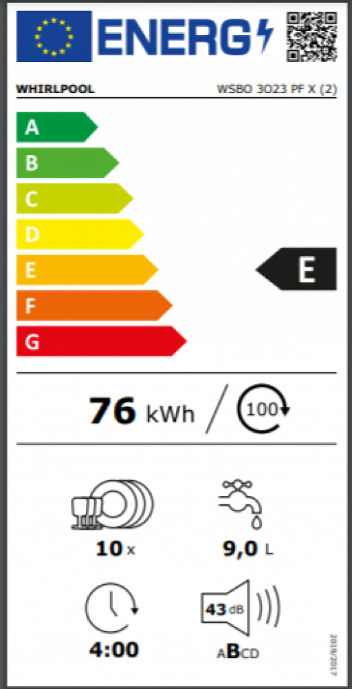 Whirlpool WSFO 3O23 PF X Ελεύθερο Πλυντήριο Πιάτων 45cm για 10 Σερβίτσια Inox