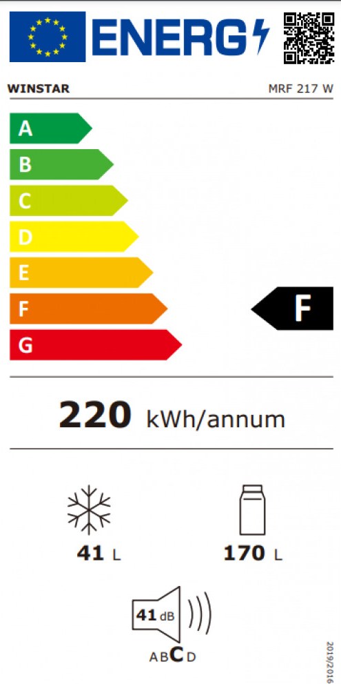 Winstar MRF-217 Δίπορτο Ψυγείο Υ143xΠ54.5xΒ56.6cm Λευκό