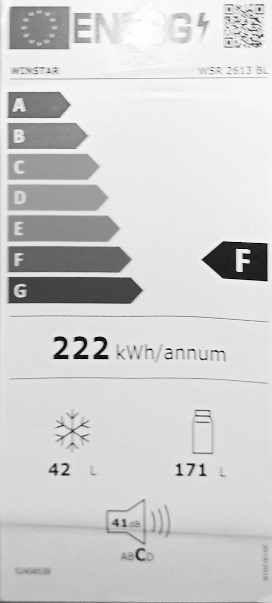 Winstar WSR 2613BL Δίπορτο Ψυγείο 213lt Υ144xΠ54xΒ57cm Μαύρο