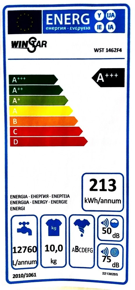 Winstar WST1462F4 Πλυντήριο Ρούχων 10kg 1400 Στροφών