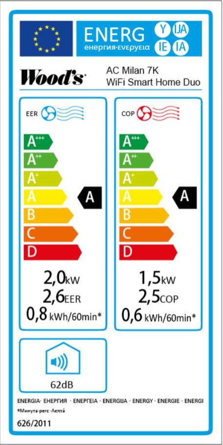 Wood's Milan 7K Φορητό Κλιματιστικό Ψύξης 7000 BTU με WiFi