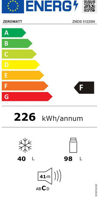 Zerowatt ZMDS5122SN Δίπορτο Ψυγείο 138lt Υ128.199xΠ47.4xΒ50cm Inox