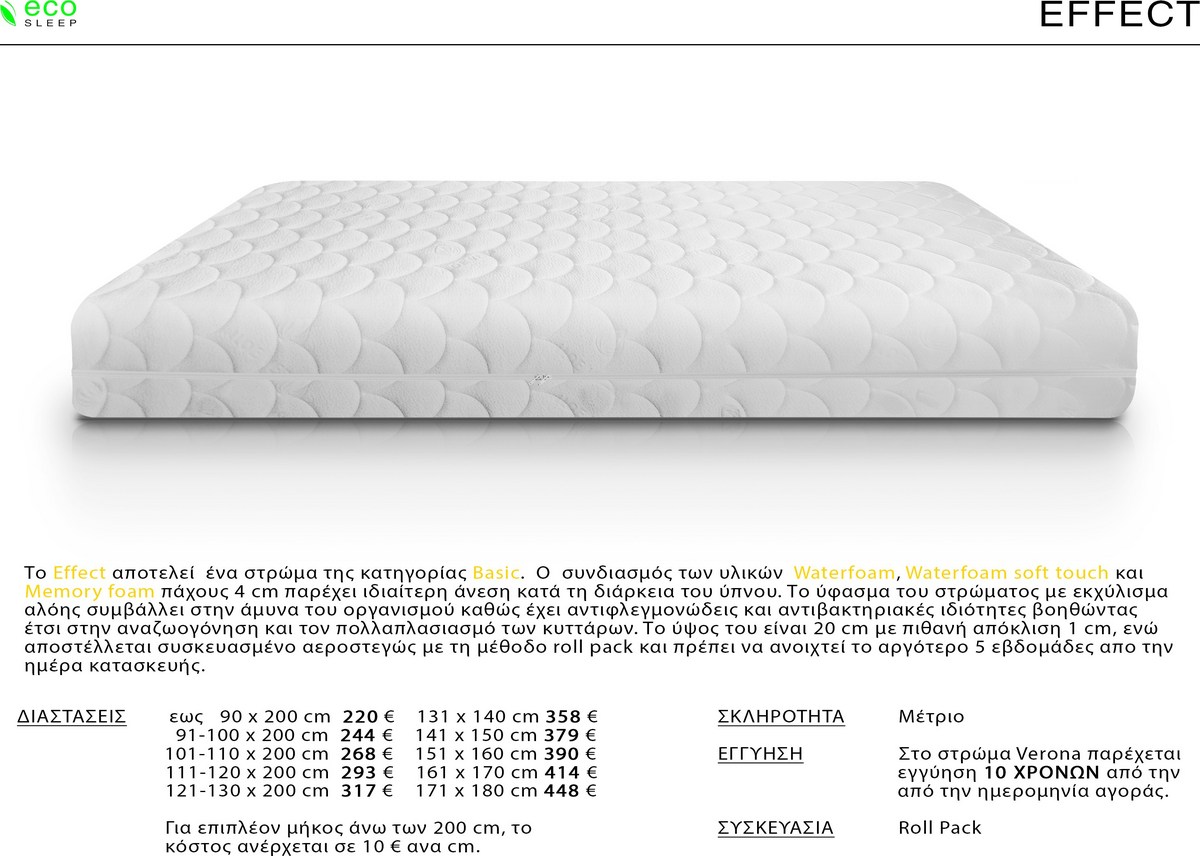 Ecosleep Effect Μονό 90cm