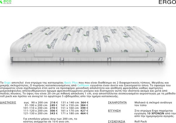 Ecosleep Ergo Μονό 90cm